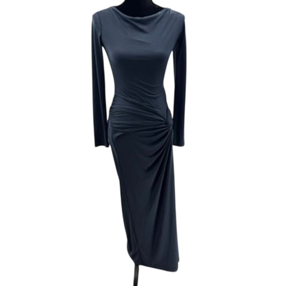 Significant Other Sarlyn Knotted Maxi Dress Side Slit Blue Sz 2